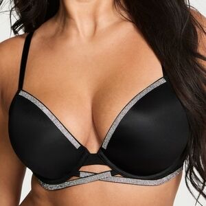 32D3 Victoria's Secret Shine Strap Cradle PushUp Bra Black